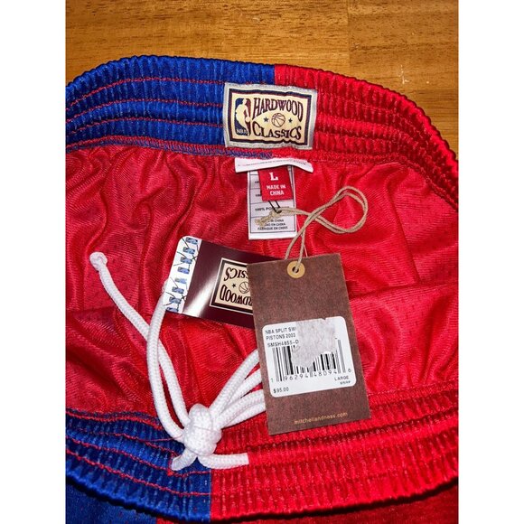 NEW Men's L Detroit Pistons Throwback Mitchell & Ness x Hardwood Classics Shorts - Picture 4 of 4